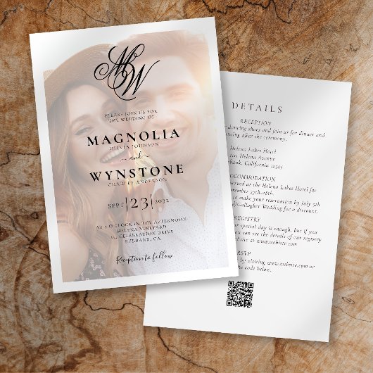 Invitation Monogramme Photo QR Code Tout en un