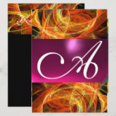 Invitation MONOGRAMME PHOTON FOU noir rose (Devant / Derrière)