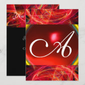 Invitation MONOGRAMME PHOTON FOU rouge noir rose (Devant / Derrière)