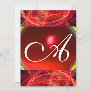Invitation MONOGRAMME PHOTON FOU rouge noir rose