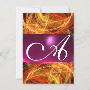 Invitation MONOGRAMME PHOTON noir rose rsvp