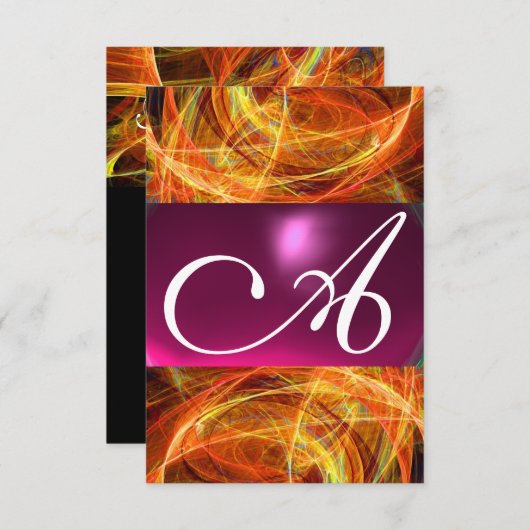 Invitation MONOGRAMME PHOTON noir rose rsvp (Devant / Derrière)