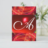 Invitation MONOGRAMME PHOTON rouge noir rose rsvp (Debout devant)