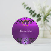 INVITATION MONOGRAMME PIERRE PRÉCIEUSE EN DAMASSÉ D'AMÉTHYSTE (Debout devant)