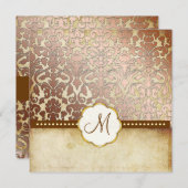 Invitation Monogramme PixDezines vintage Flora Damask (Devant / Derrière)