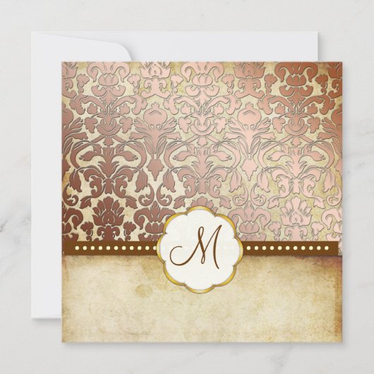 Invitation Monogramme PixDezines vintage Flora Damask (Devant)