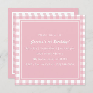 Invitation Monogramme Plaid de Buffalo rose Anniversaire