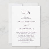 Invitation Monogramme Plum violet Simple Minimaliste Mariage  (Devant)
