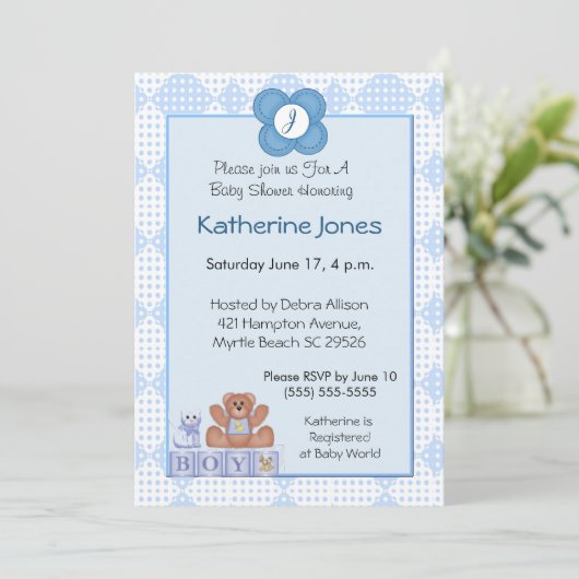 Invitation Monogramme pour les garçons (Debout devant)