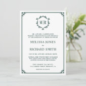 Invitation Monogramme QR Code Photo Collage Emerald Mariage (Debout devant)