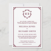 Invitation Monogramme QR Code Photo Collage Mariage Bourgogne (Devant)