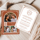 Invitation Monogramme QR Code Photo Collage Mariage en terre 