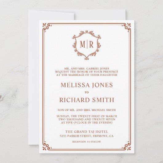 Invitation Monogramme QR Code Photo Collage Mariage en terre  (Devant)