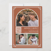 Invitation Monogramme QR Code Photo Collage Mariage en terre  (Dos)