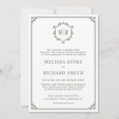 Invitation Monogramme QR Code photo Collage Sage Mariage vert (Devant)