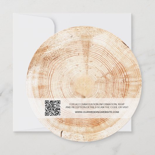 Invitation Monogramme QR Code Site Web Bark Rustique Mariage (Dos)