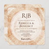 Invitation Monogramme QR Code Site Web Bark Rustique Mariage (Devant / Derrière)