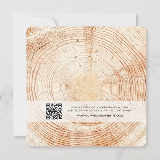 Invitation Monogramme QR Code Site Web Bark Rustique Mariage (Dos)