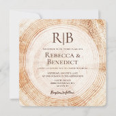Invitation Monogramme QR Code Site Web Bark Rustique Mariage (Devant)