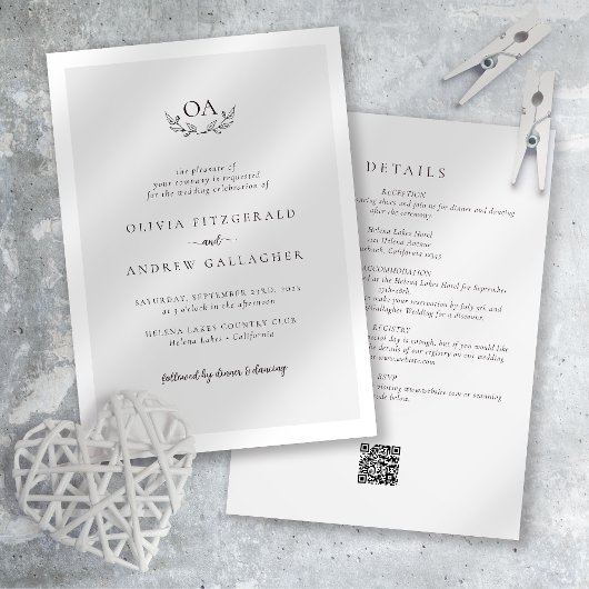Invitation Monogramme QR Code tout en un Mariage