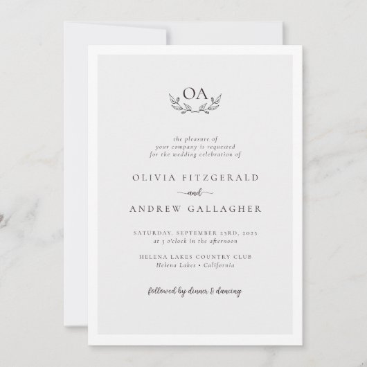 Invitation Monogramme QR Code tout en un Mariage (Devant)