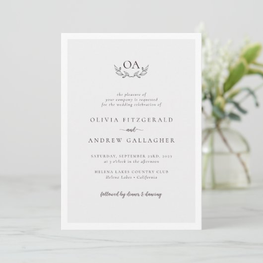 Invitation Monogramme QR Code tout en un Mariage (Debout devant)
