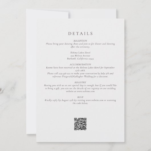 Invitation Monogramme QR Code tout en un Mariage (Dos)
