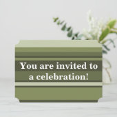 Invitation Monogramme rayures vert olive (Debout devant)