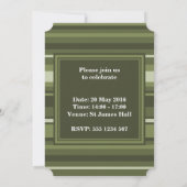 Invitation Monogramme rayures vert olive (Dos)