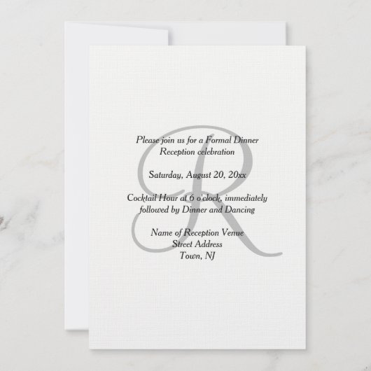 Invitation Monogramme Réception Mariage Périphérique Blanc (Dos)