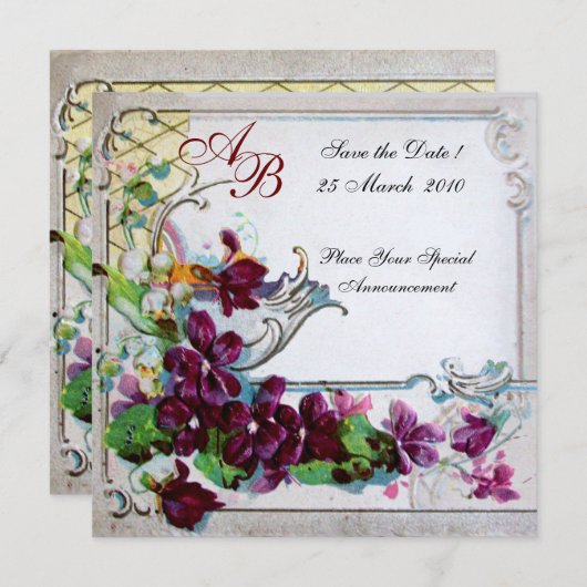 INVITATION MONOGRAMME ROMANTIQUE 4 (Devant / Derrière)