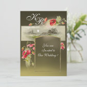 Invitation MONOGRAMME ROMANTİQUE / COQUELİCOTS, agate rouge, (Debout devant)
