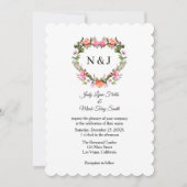Invitation Monogramme Romantique Rose coeur floral (Devant)