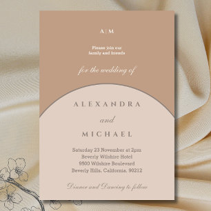 Invitation Monogramme rose beige minimaliste Mariage japonais