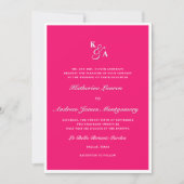 Invitation Monogramme rose chaud moderne Mariage officiel (Devant)
