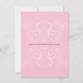 Invitation Monogramme rose Damas Baptême/Christening (Dos)