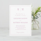 Invitation Monogramme Rose Dusty classique Mariage élégant (Debout devant)