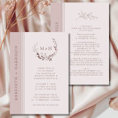Invitation Monogramme rose Gold Blush tout en un Mariage
