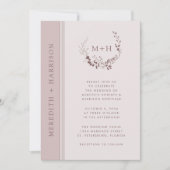 Invitation Monogramme rose Gold Blush tout en un Mariage (Devant)