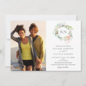 Invitation Monogramme Rose verdure Floral 2 Mariage photo (Devant)