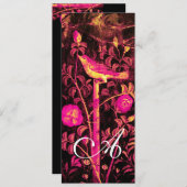 Invitation MONOGRAMME ROSIGNOL ET ROSES, Rouge Noir Champagne (Devant / Derrière)