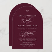 Invitation Monogramme rouge de Bourgogne Mariage classique (Devant / Derrière)