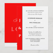 Invitation Monogramme Rouge et Blanc Minimaliste (Devant / Derrière)
