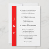 Invitation Monogramme Rouge et Blanc Minimaliste (Devant)