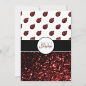 Invitation Monogramme rouge foncé coccinelle faux parties sci (Devant)
