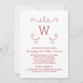 Invitation Monogramme rouge Whimsical Flourish (Devant)
