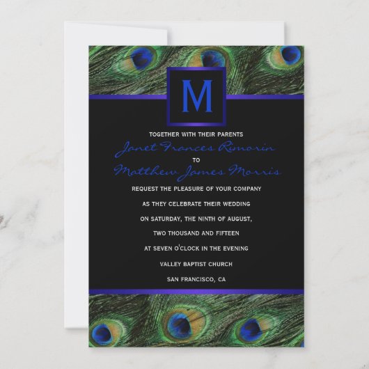 Invitation Monogramme royal bleu (Dos)