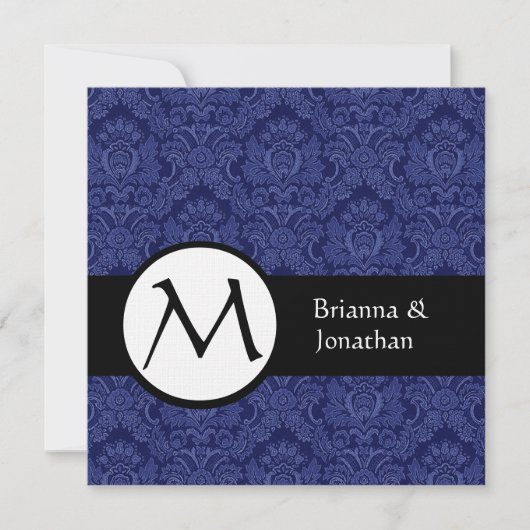 Invitation Monogramme Royal Blue Damas (Devant)