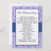 Invitation Monogramme Royal Blue Lilac Swirl Wedding Programm (Dos)
