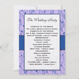 Invitation Monogramme Royal Blue Lilac Swirl Wedding Programm